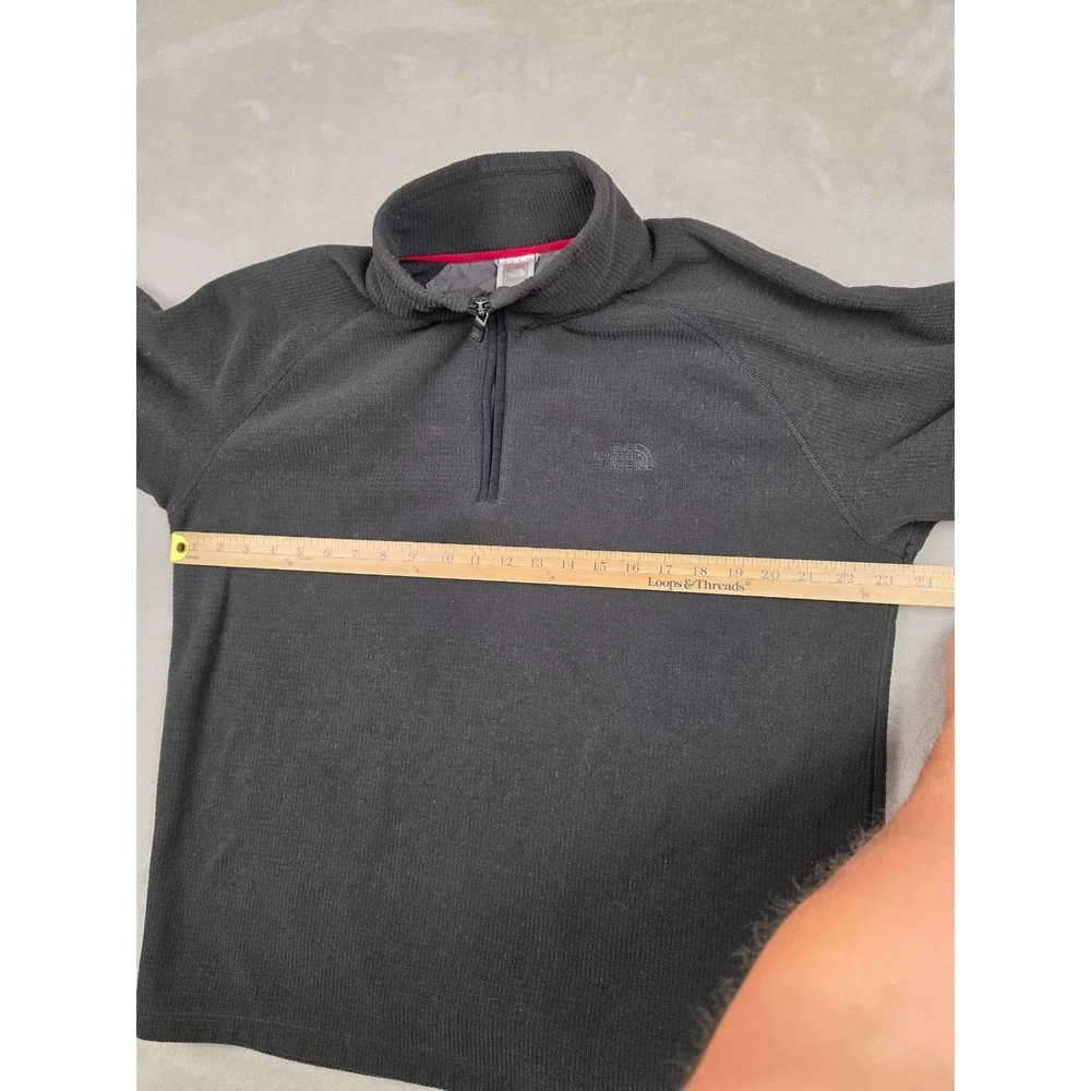 The North Face 1/4 Zip Fleece Pullover Mens Large Black Textured Grid Thermal
